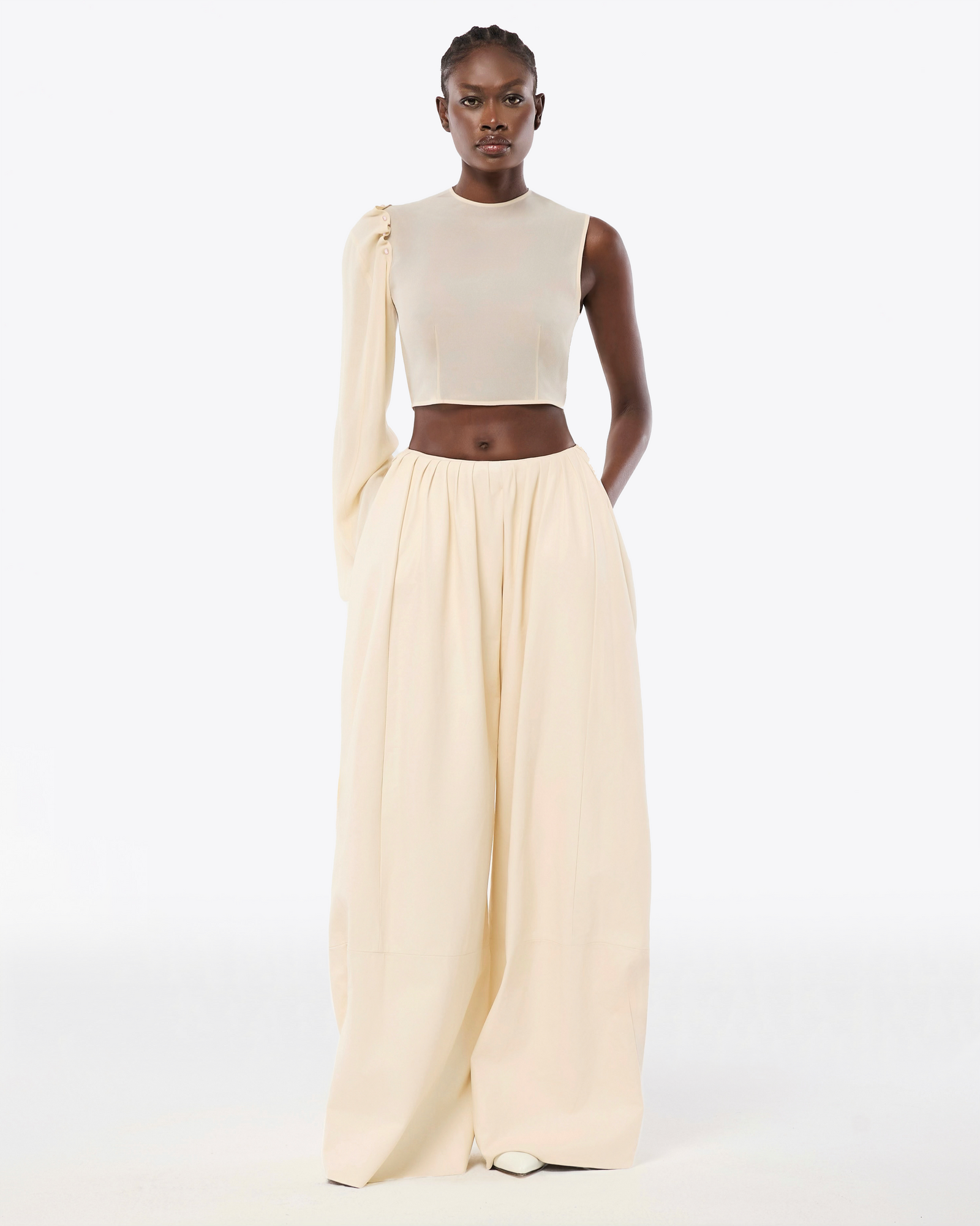 HAUT ASYMÉTRIQUE EN GEORGETTE DE SOIE