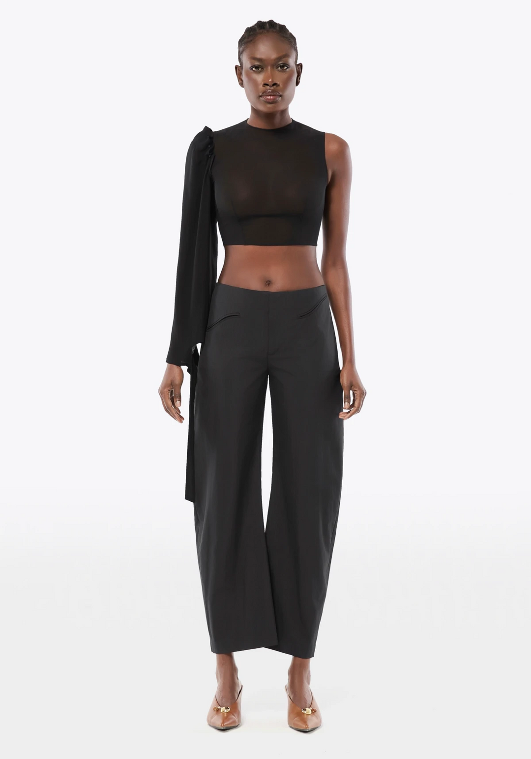 ONE-SHOULDER TOP IN SILK GEORGETTE