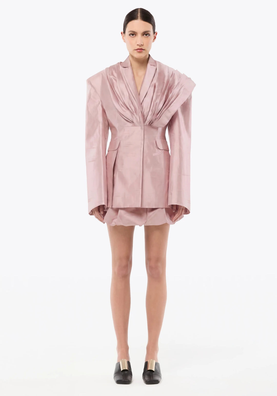 DRAPED JACKET IN SILK SHANTUNG