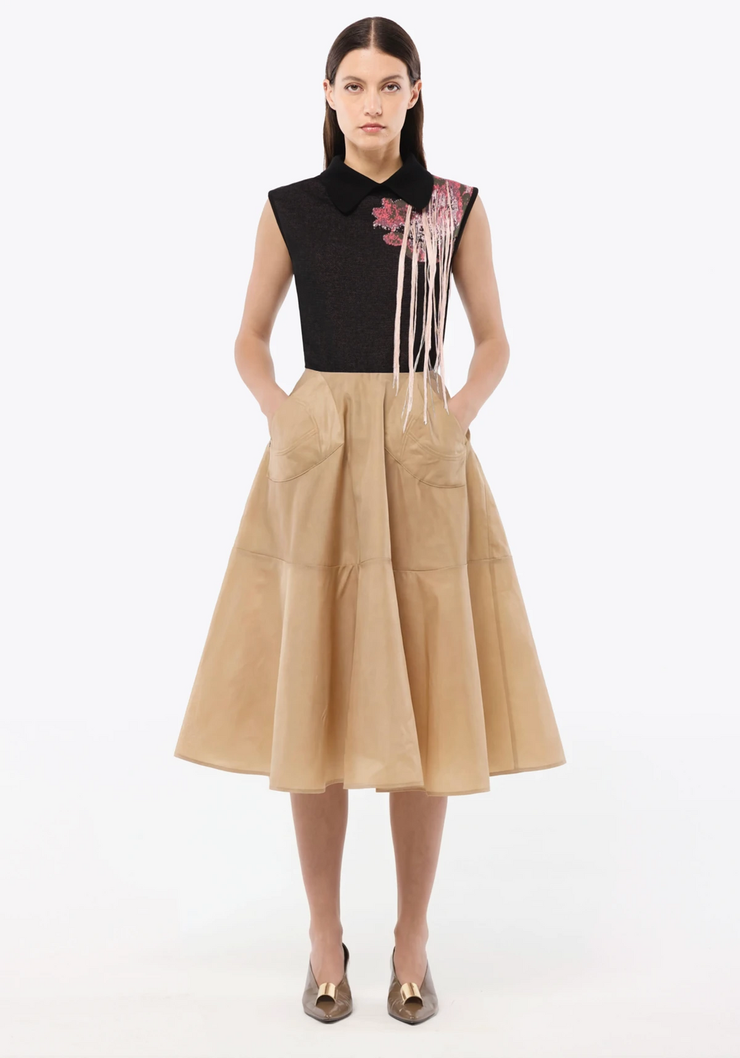 LYRA MIDI SKIRT IN NYLON