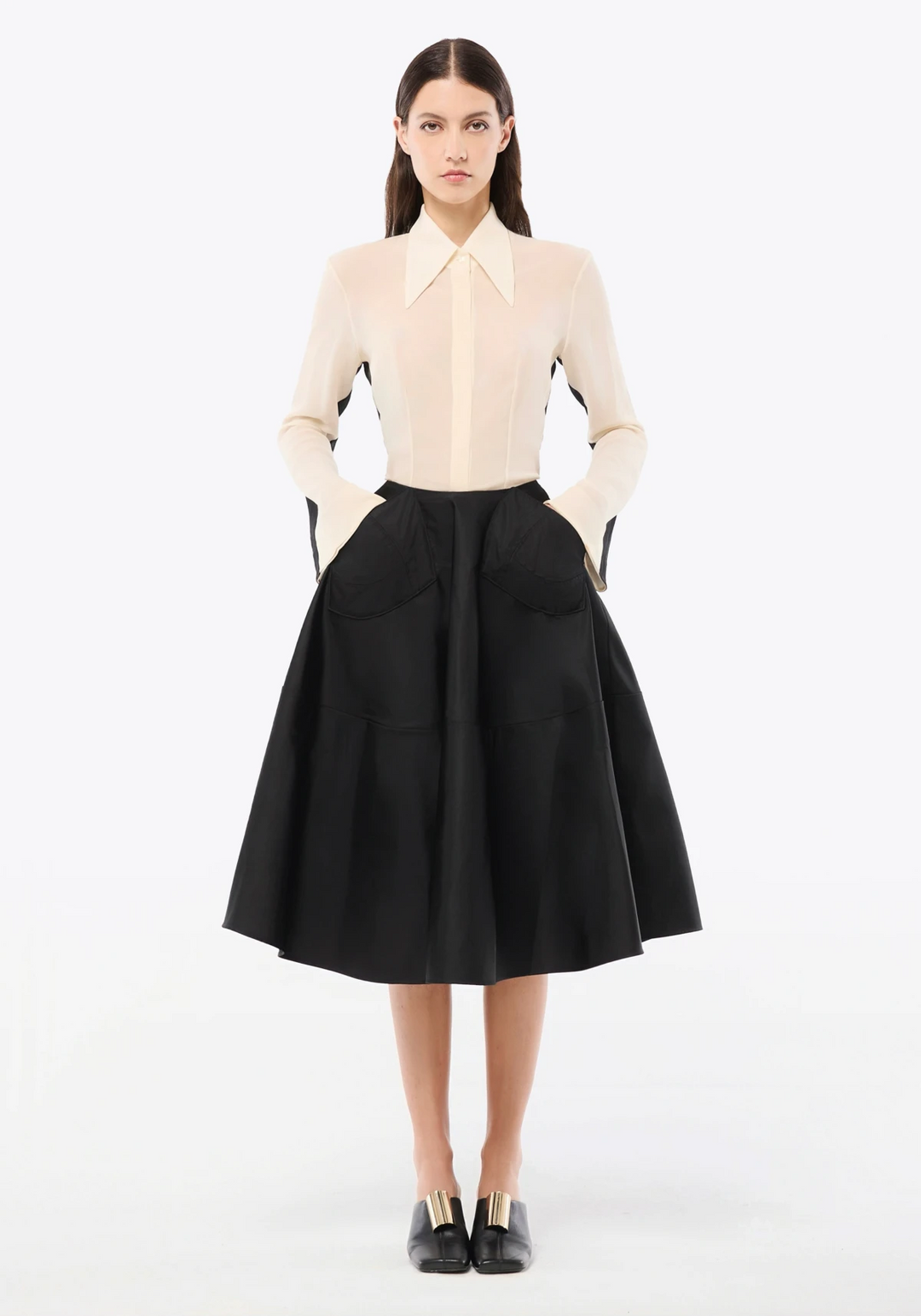 LYRA MIDI SKIRT IN NYLON