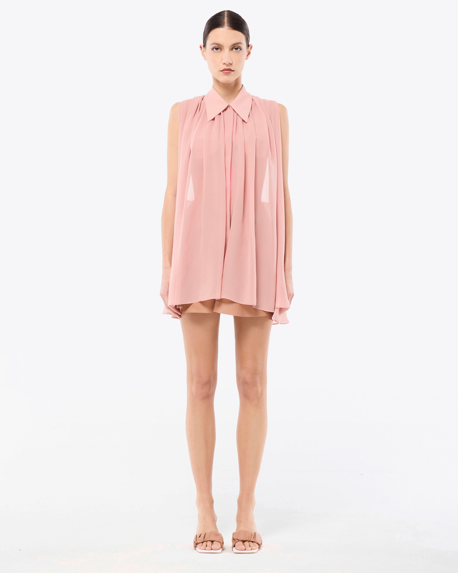 CHEMISE LONGUE EN GEORGETTE DE SOIE