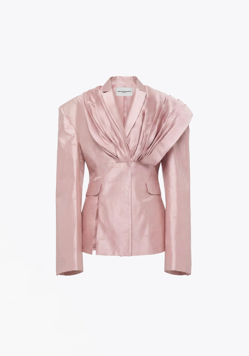 VESTE DRAPÉE EN SHANTUNG DE SOIE