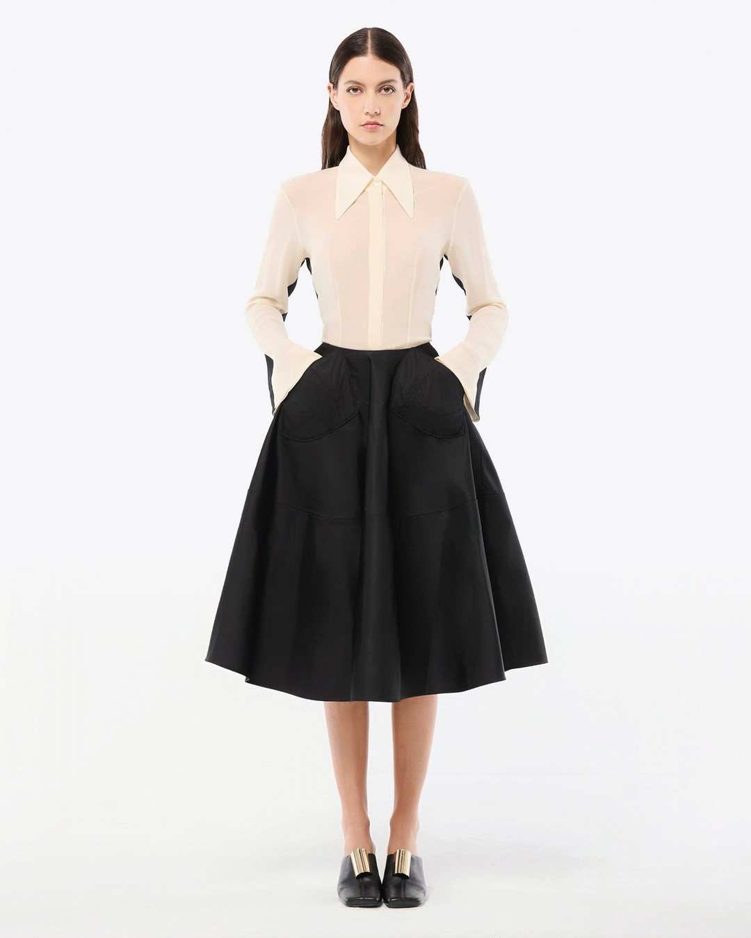 CHEMISE BICOLORE EN SOIE GEORGETTE