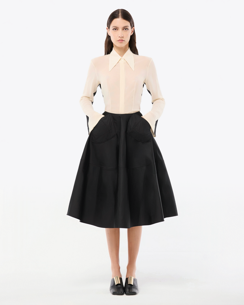CHEMISE BICOLORE EN SOIE GEORGETTE