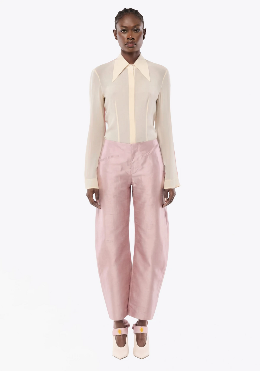 TWO-TONE SHIRT IN GEORGETTE SILK