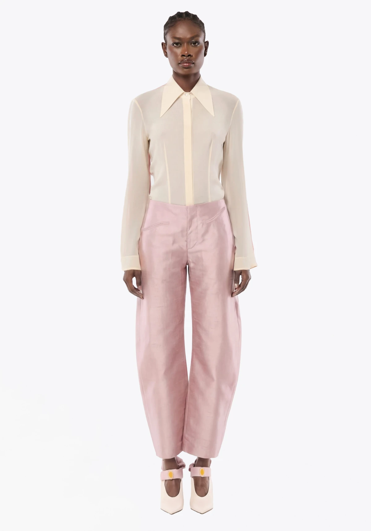 TWO-TONE SHIRT IN GEORGETTE SILK