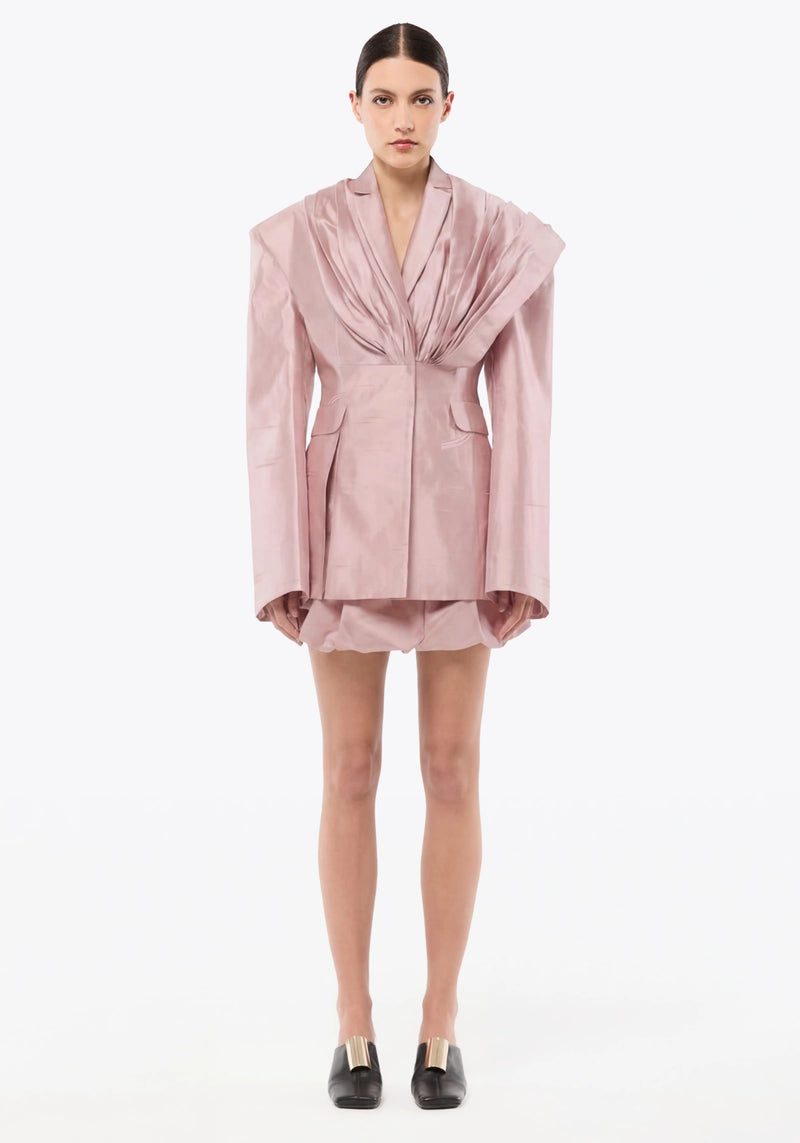VESTE DRAPÉE EN SHANTUNG DE SOIE