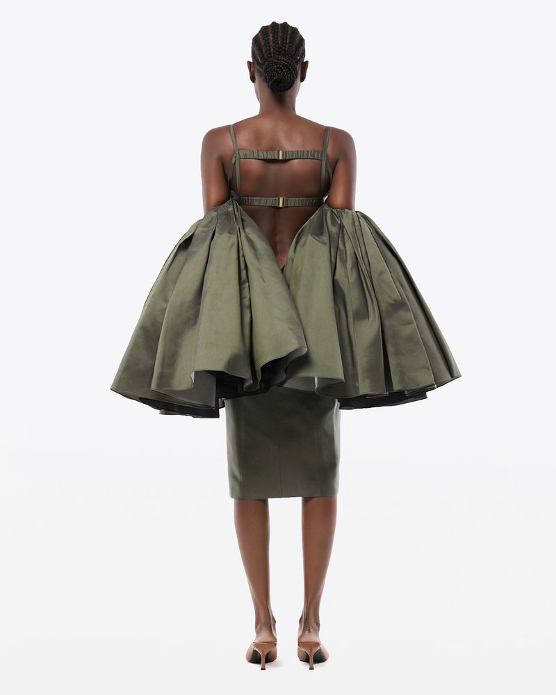 ROBE MIDI DRAPÉE EN SOIE MIKADO