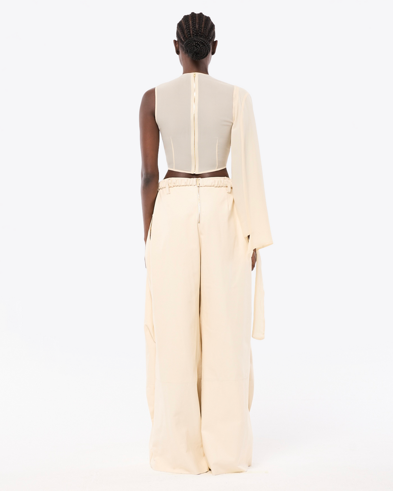 HAUT ASYMÉTRIQUE EN GEORGETTE DE SOIE