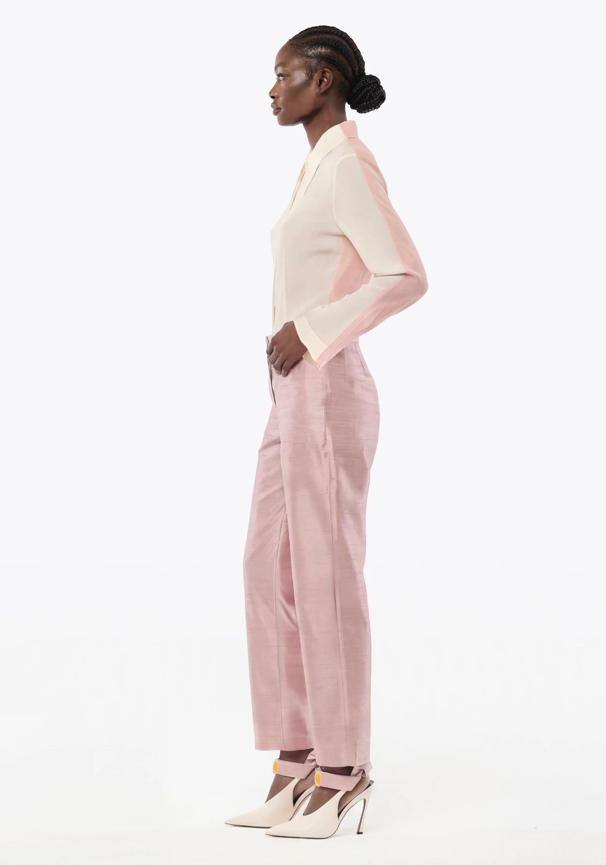 TWO-TONE SHIRT IN GEORGETTE SILK