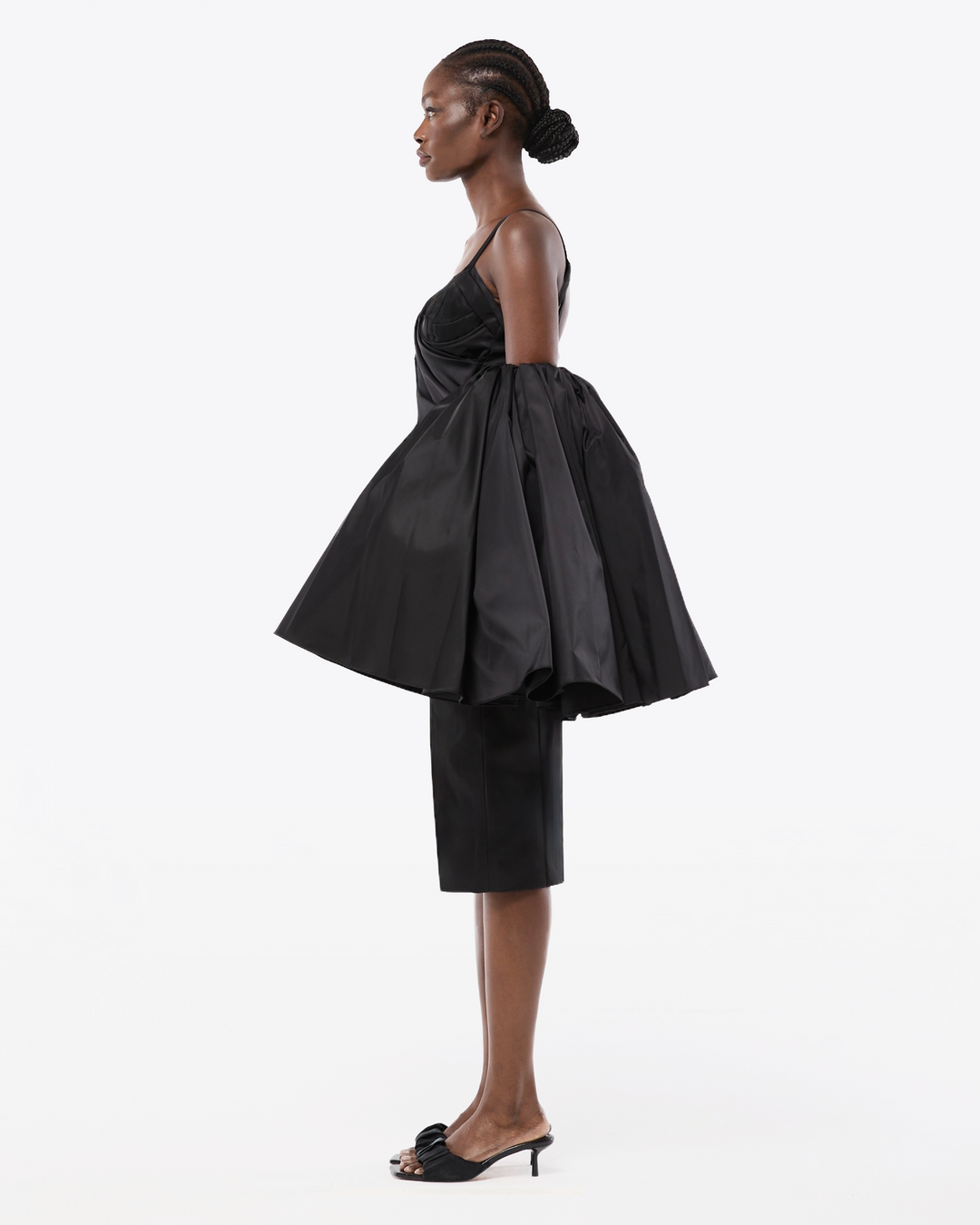 ROBE MIDI DRAPÉE EN NYLON