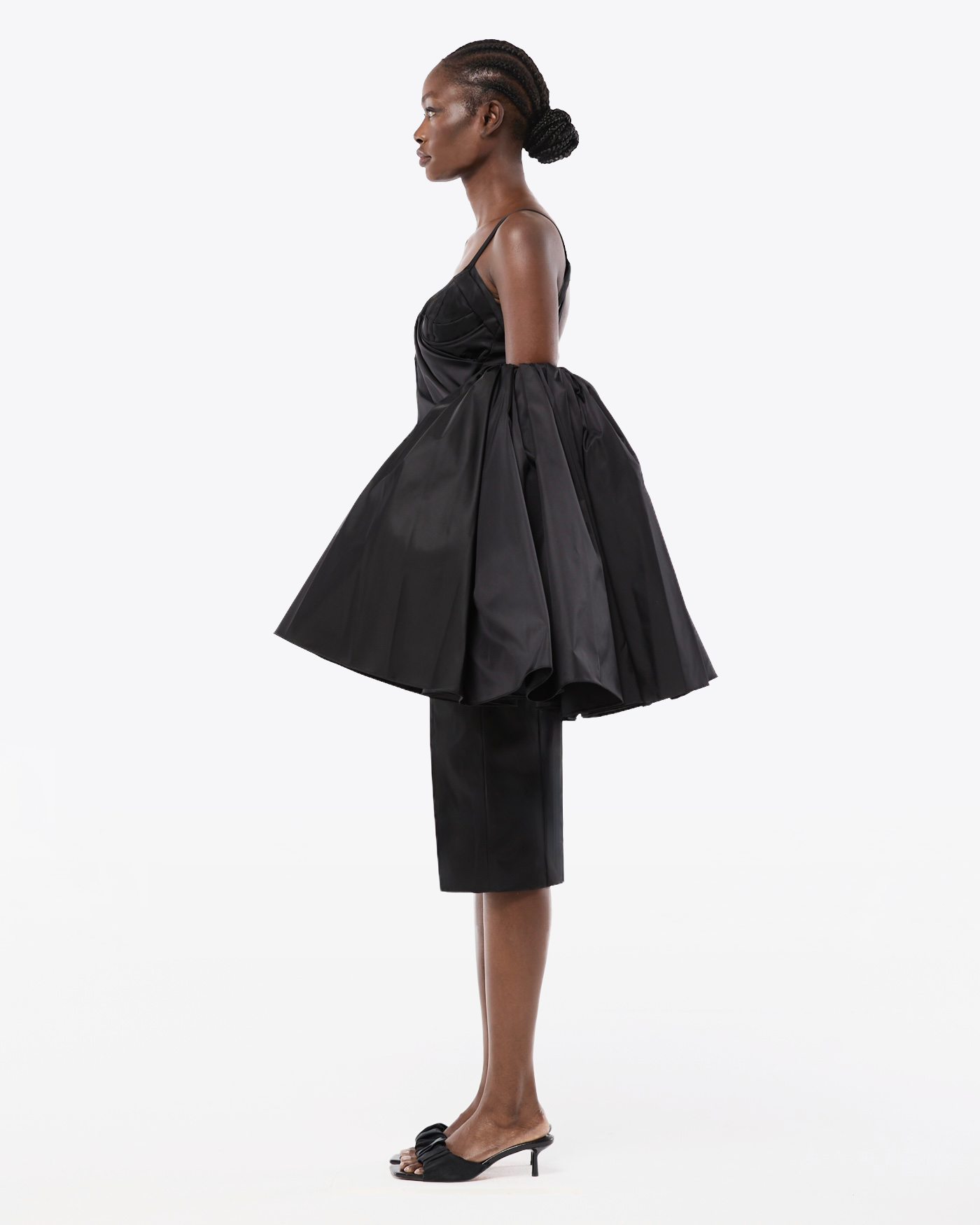 ROBE MIDI DRAPÉE EN NYLON