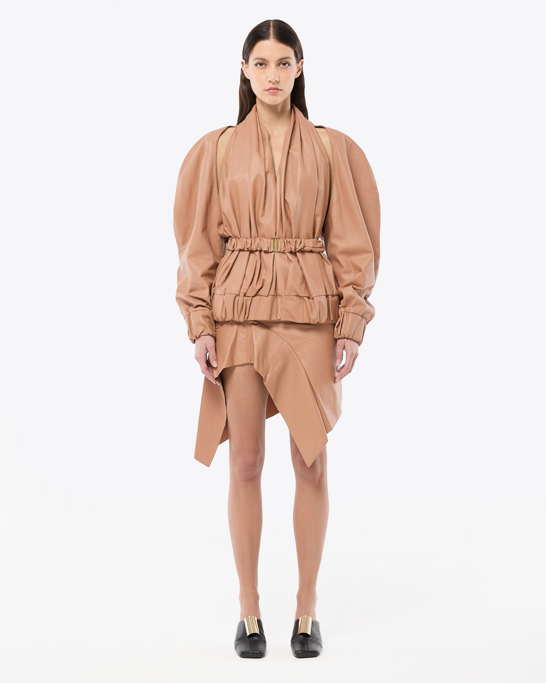 BOMBER DRAPPEGGIATO IN PELLE