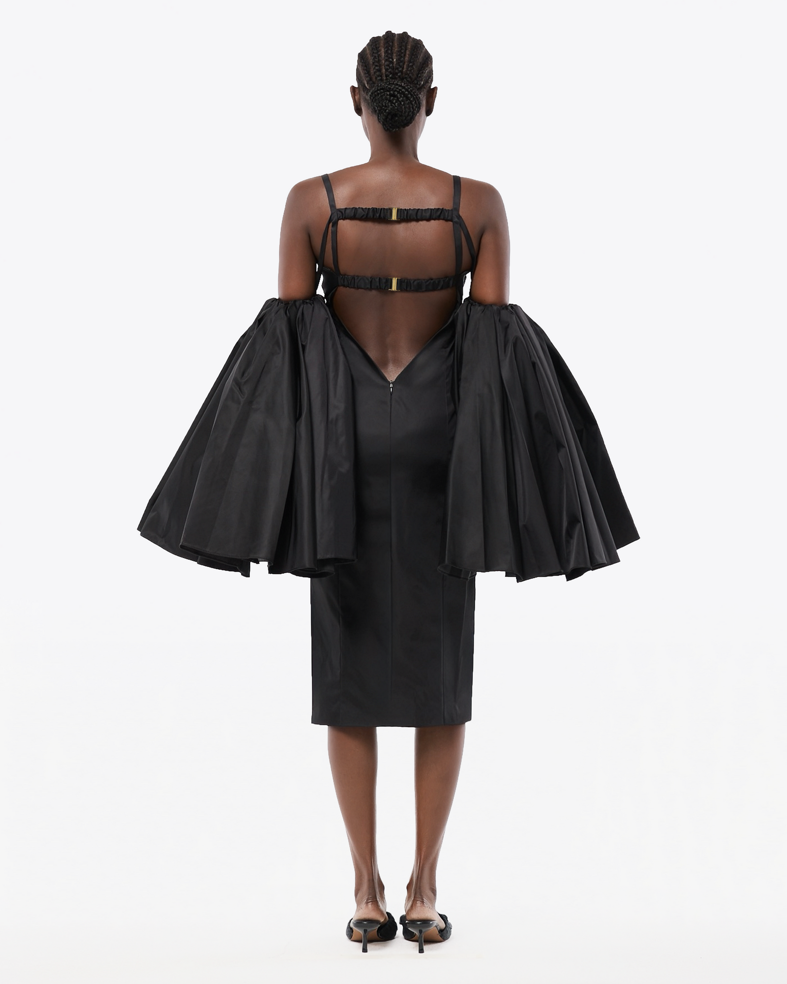 ROBE MIDI DRAPÉE EN NYLON