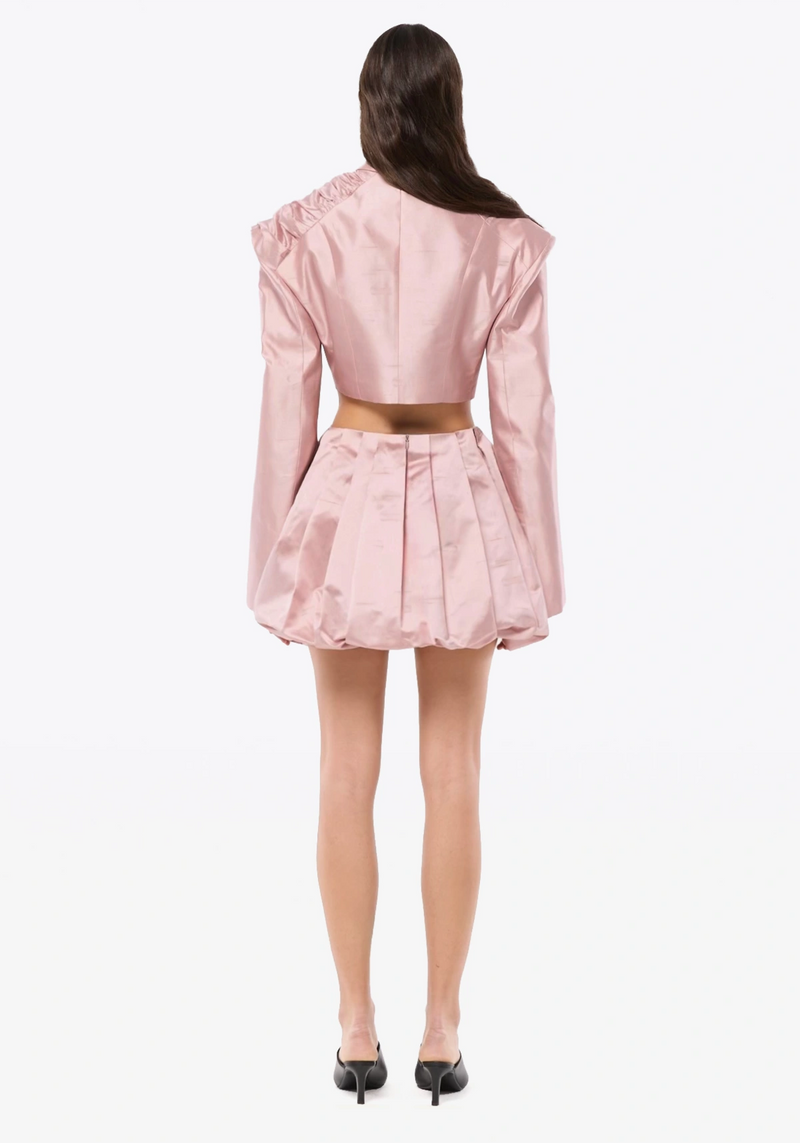 VESTE COURTE DRAPÉE EN SHANTUNG DE SOIE