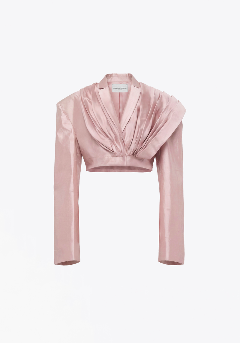 VESTE COURTE DRAPÉE EN SHANTUNG DE SOIE