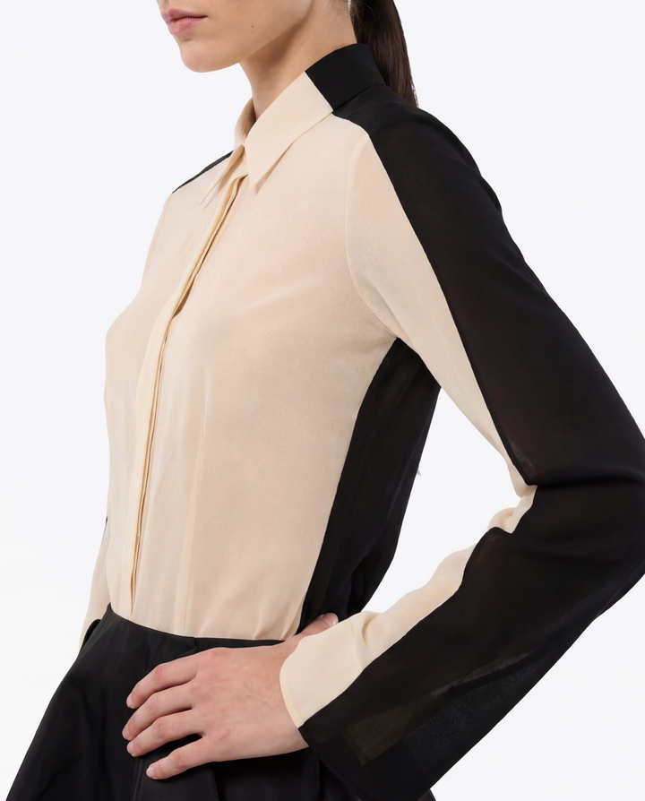 CHEMISE BICOLORE EN SOIE GEORGETTE