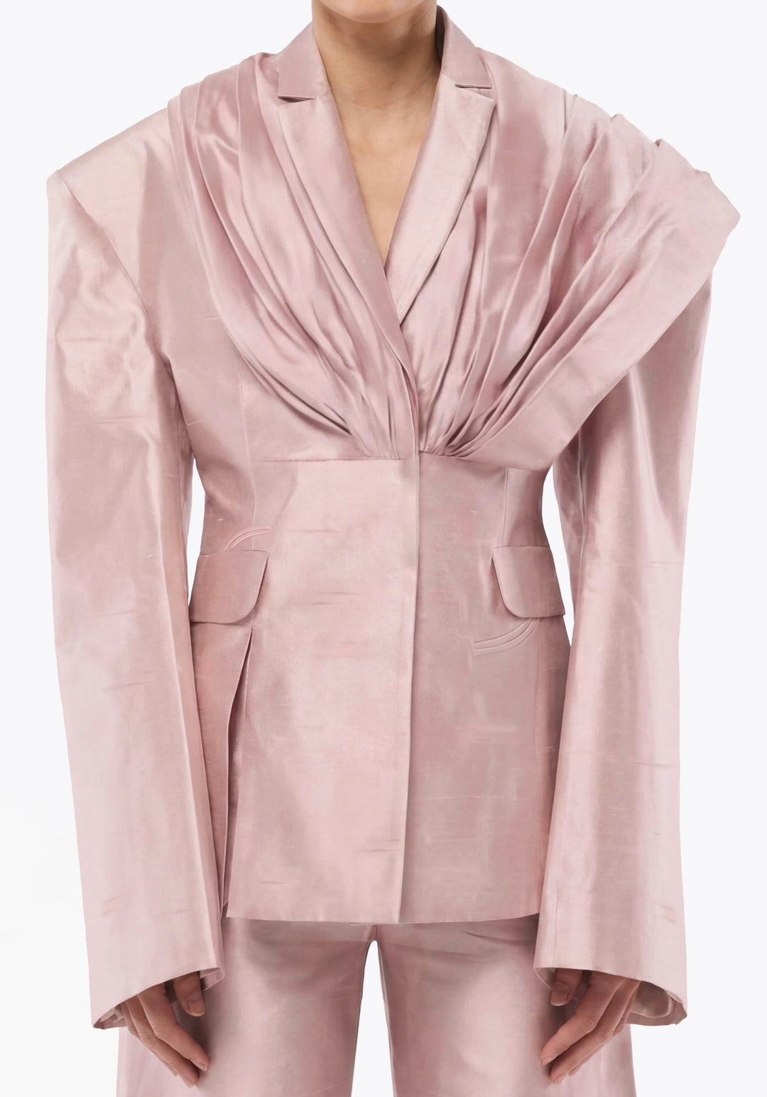 GIACCA CON DRAPPEGGIO IN SHANTUNG DI SETA