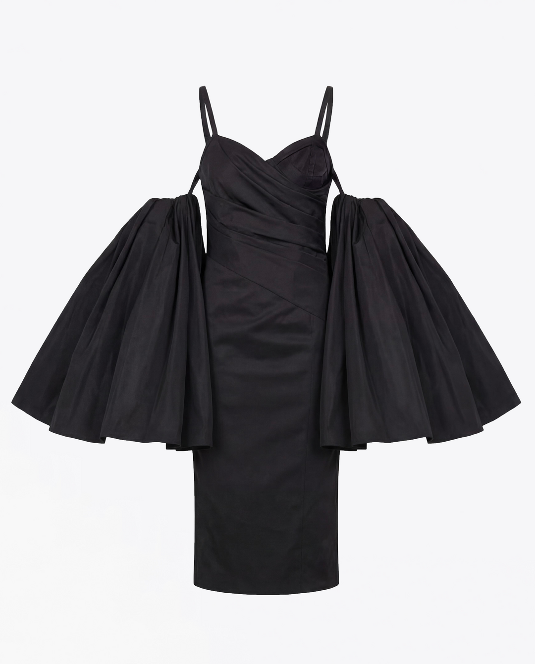 ROBE MIDI DRAPÉE EN NYLON
