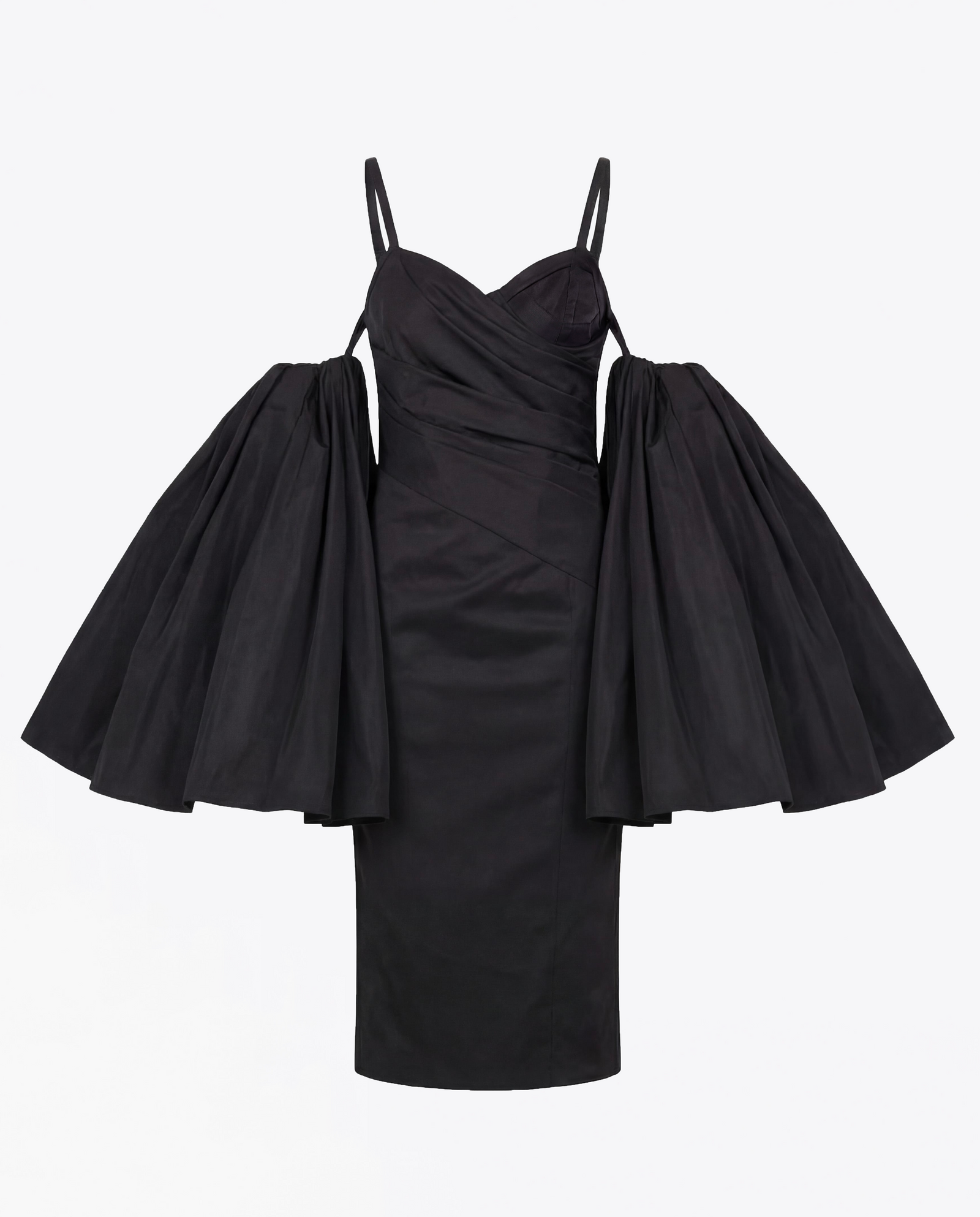 ROBE MIDI DRAPÉE EN NYLON