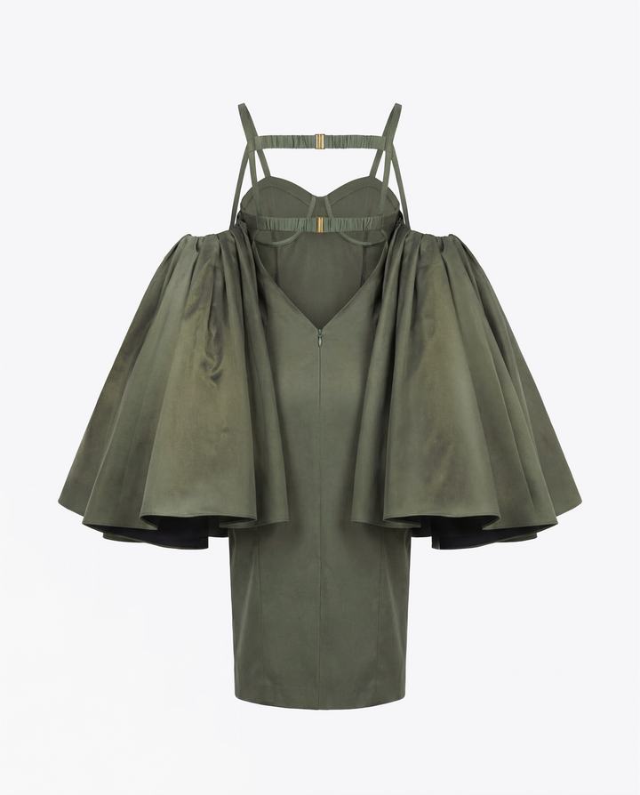 ROBE MIDI DRAPÉE EN SOIE MIKADO