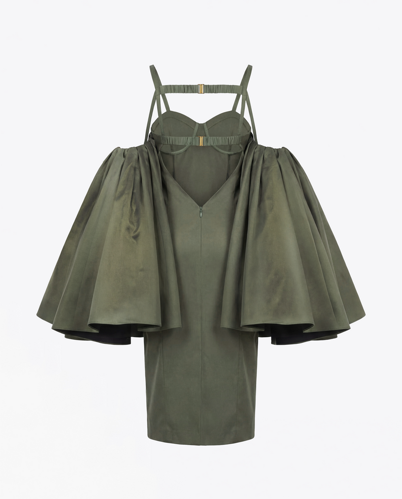 ROBE MIDI DRAPÉE EN SOIE MIKADO