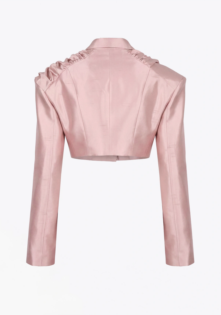 GIACCA CORTA CON DRAPPEGGIO IN SHANTUNG DI SETA