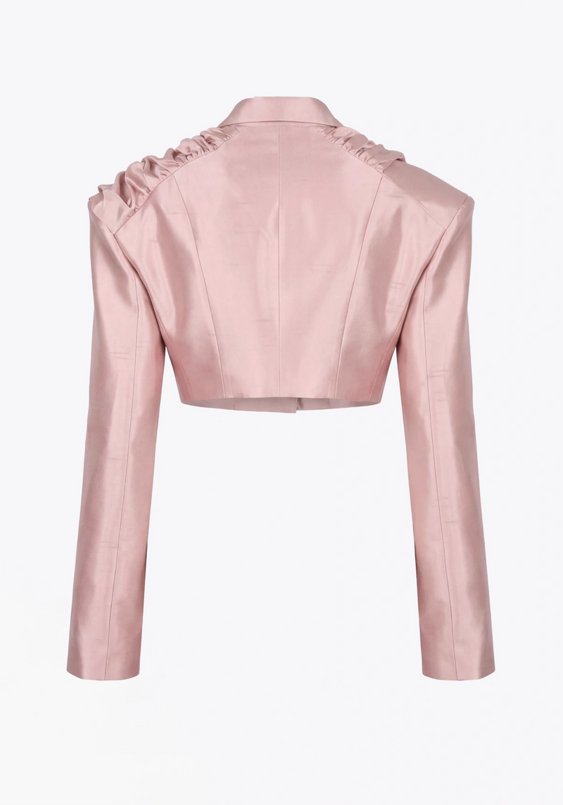 VESTE COURTE DRAPÉE EN SHANTUNG DE SOIE