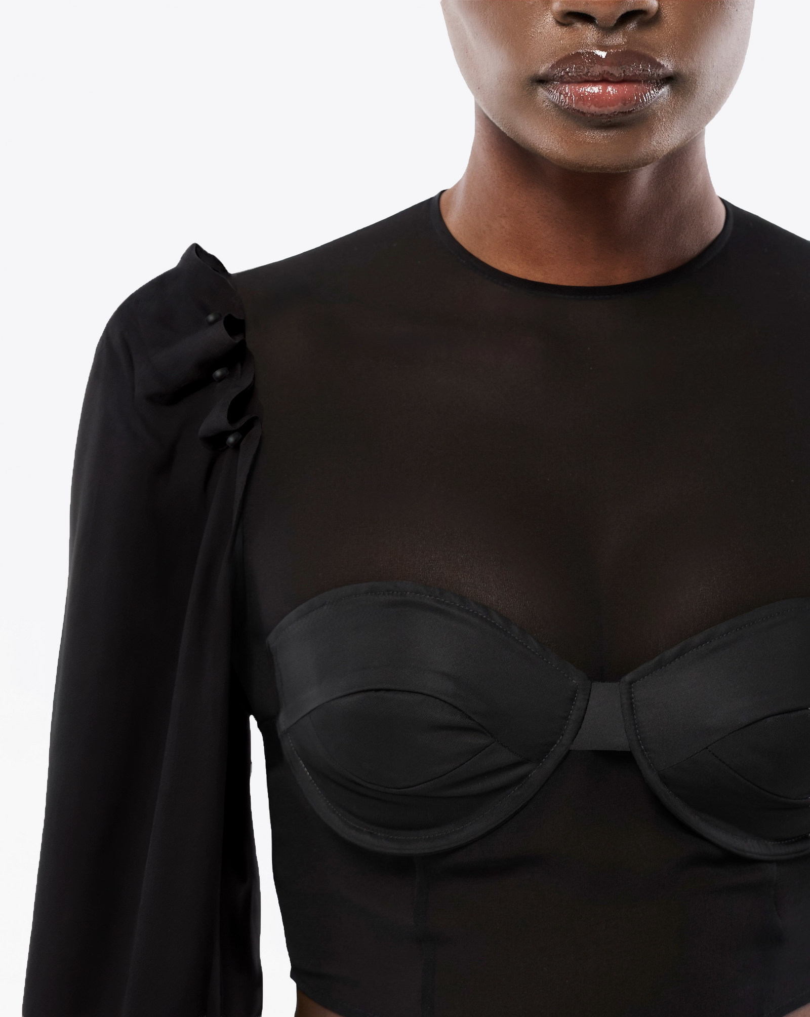 HAUT ASYMÉTRIQUE EN GEORGETTE DE SOIE