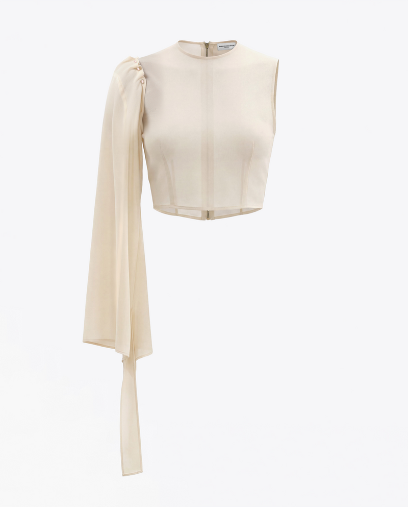 HAUT ASYMÉTRIQUE EN GEORGETTE DE SOIE