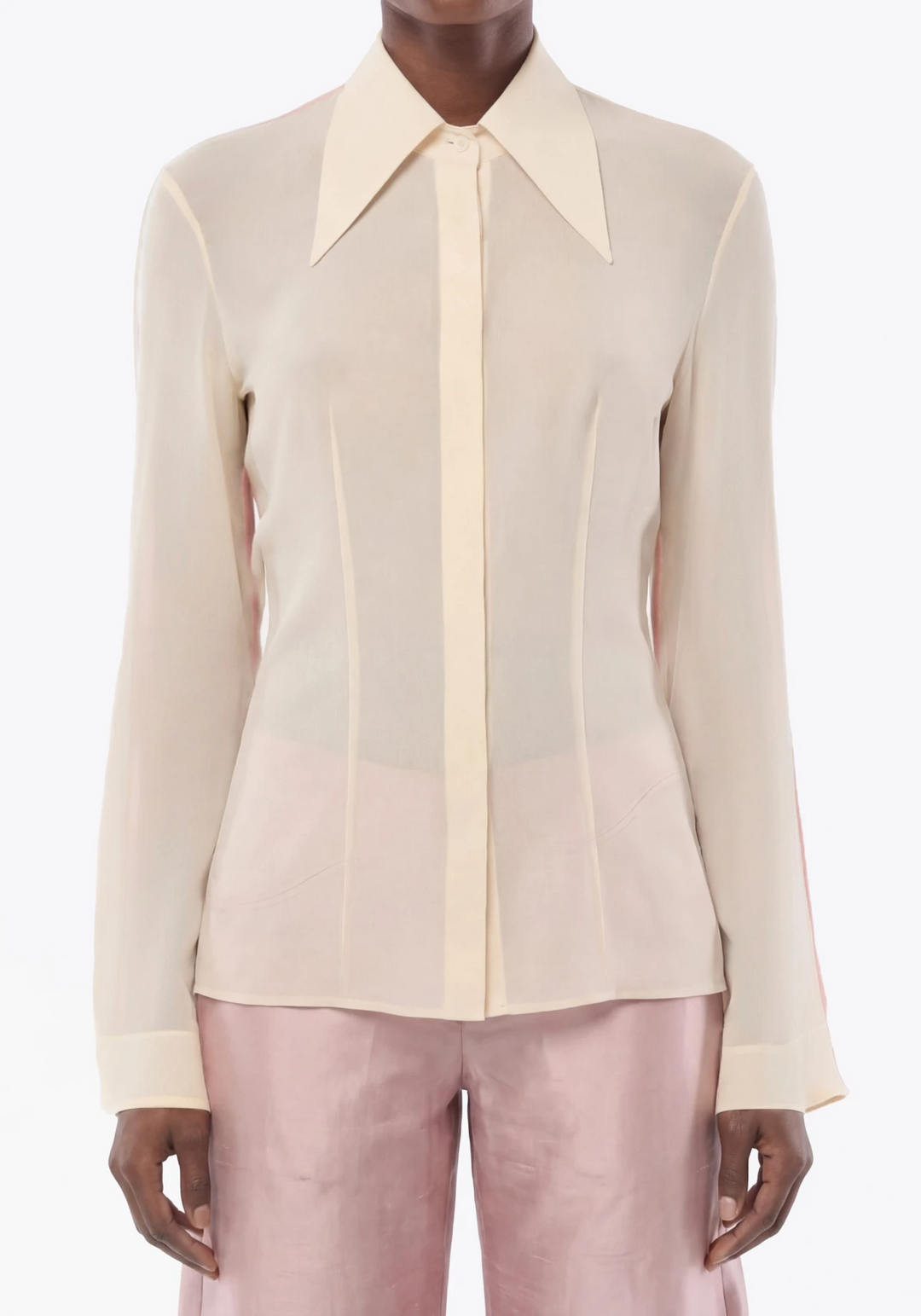 TWO-TONE SHIRT IN GEORGETTE SILK