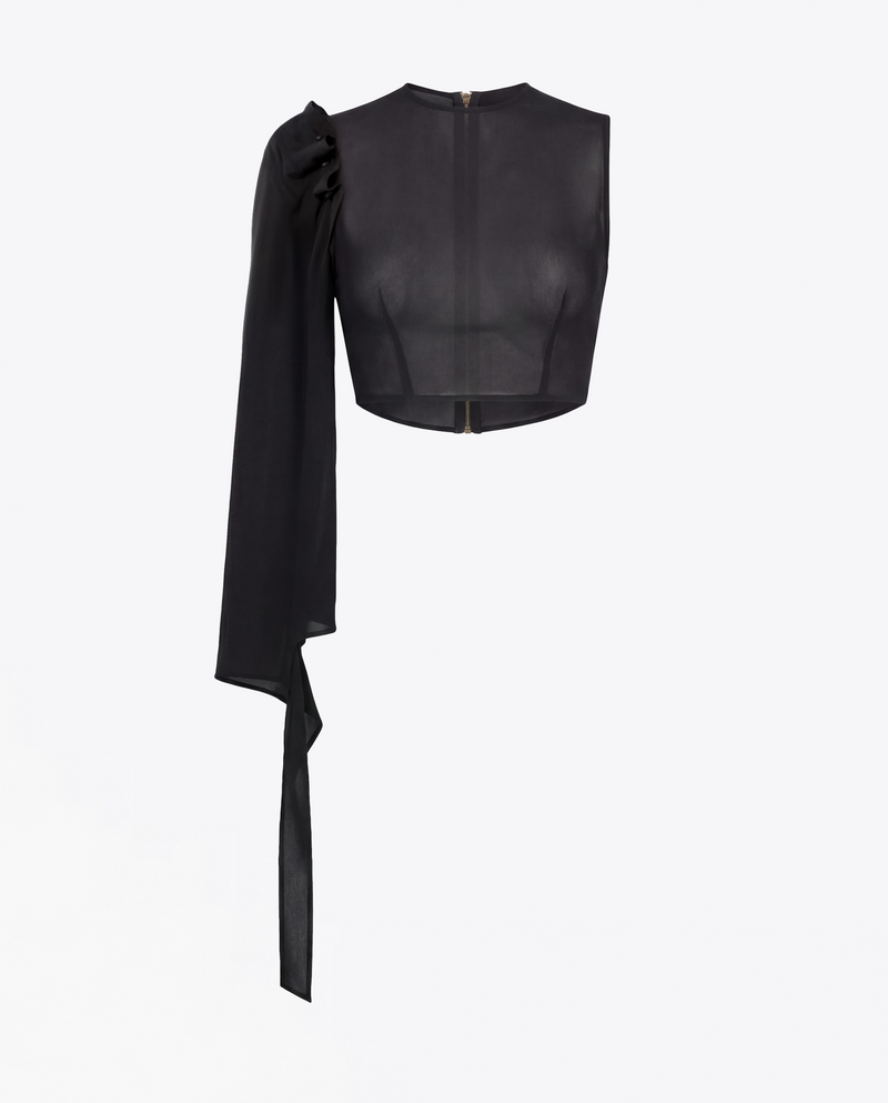 HAUT ASYMÉTRIQUE EN GEORGETTE DE SOIE