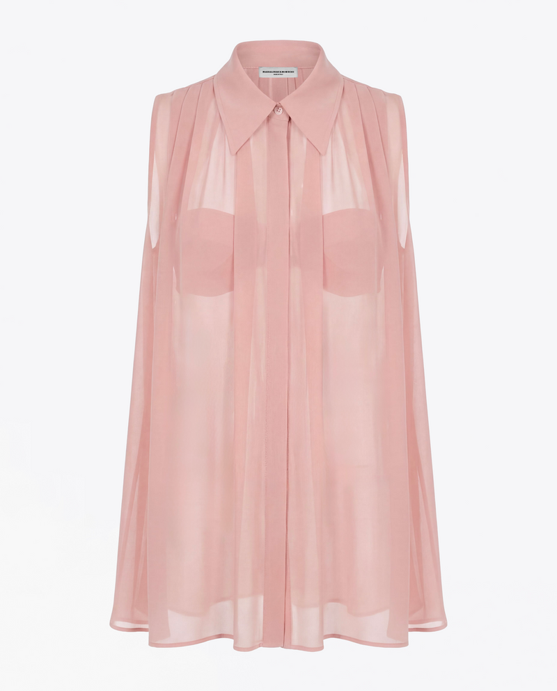 CHEMISE LONGUE EN GEORGETTE DE SOIE