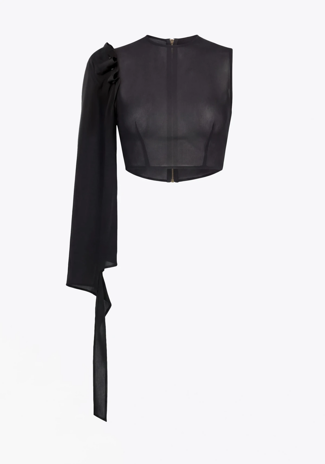 ONE-SHOULDER TOP IN SILK GEORGETTE