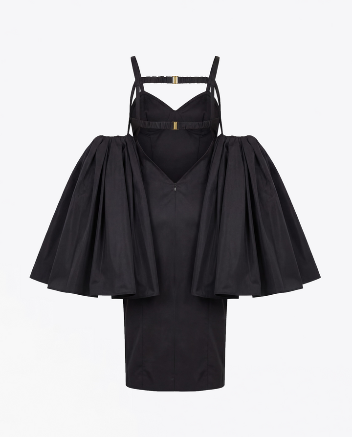 ROBE MIDI DRAPÉE EN NYLON