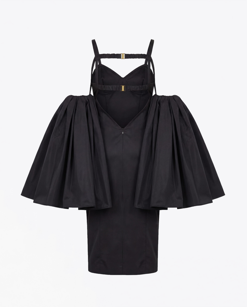 ROBE MIDI DRAPÉE EN NYLON