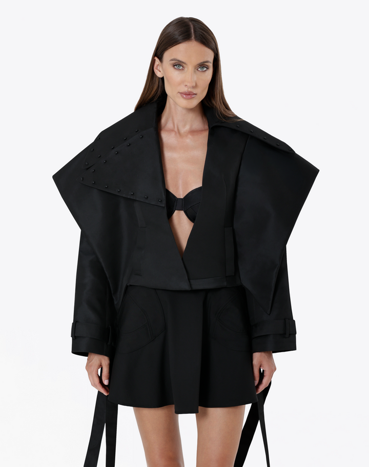 CROPPED TRENCH COAT IN COTTON