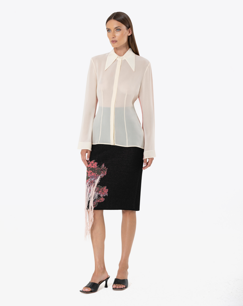 TWO-TONE SHIRT IN SILK GEORGETTE