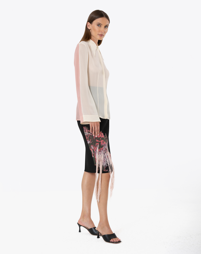 TWO-TONE SHIRT IN SILK GEORGETTE