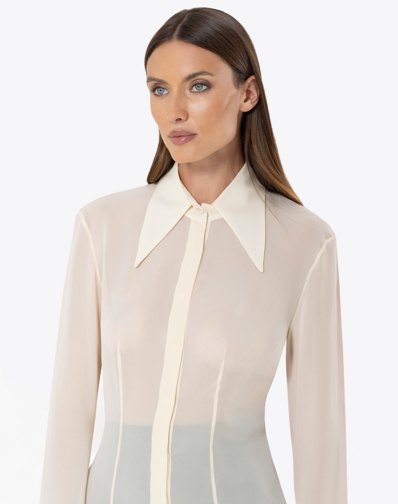 TWO-TONE SHIRT IN SILK GEORGETTE