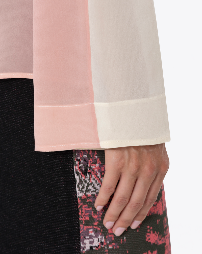 TWO-TONE SHIRT IN SILK GEORGETTE