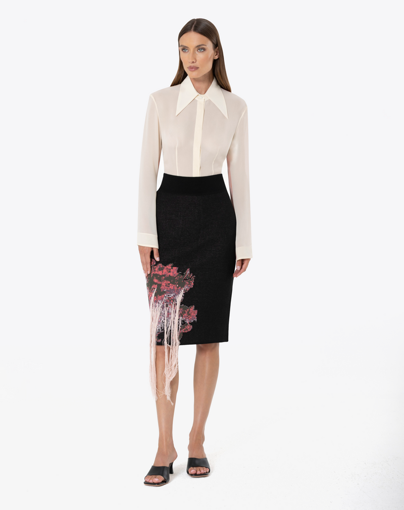 TWO-TONE SHIRT IN SILK GEORGETTE