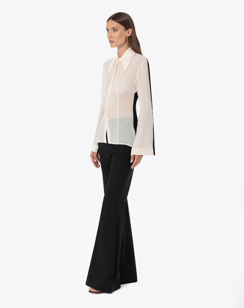 TWO-TONE SHIRT IN SILK GEORGETTE