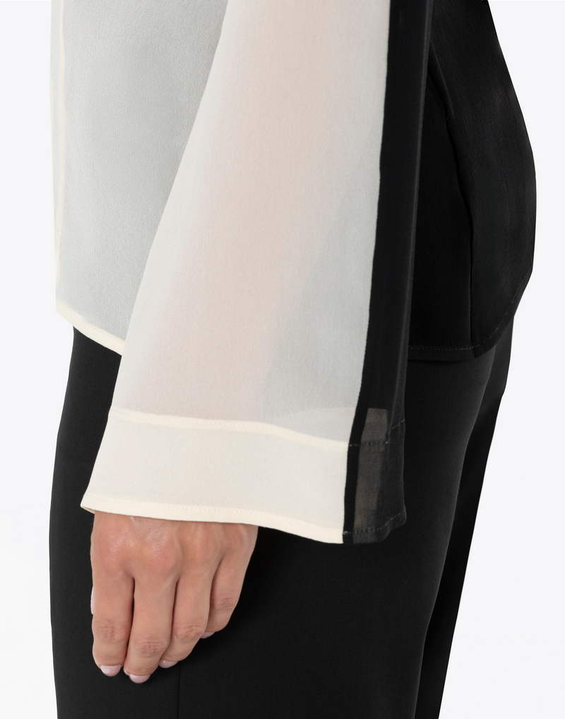 TWO-TONE SHIRT IN SILK GEORGETTE