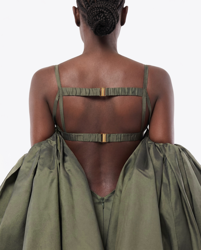 ROBE MIDI DRAPÉE EN SOIE MIKADO