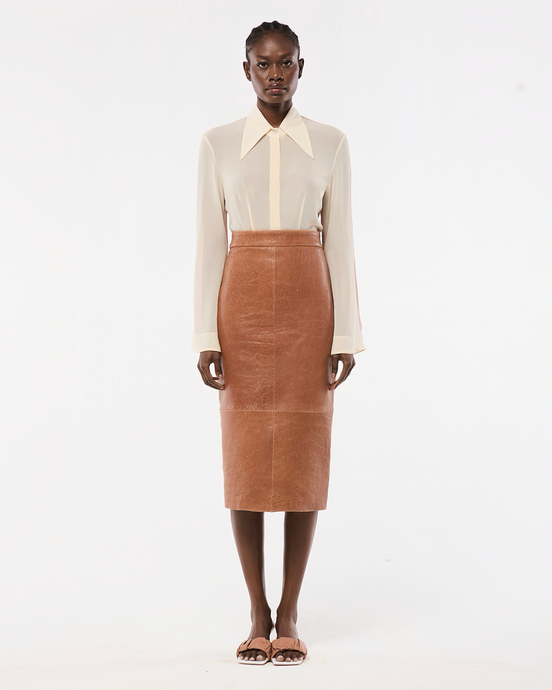 MIDI LEATHER SKIRT