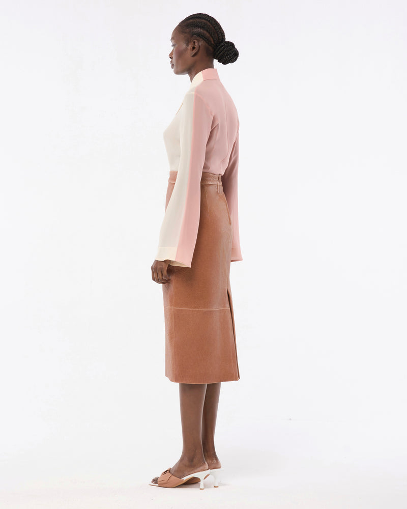 JUPE EN CUIR MIDI