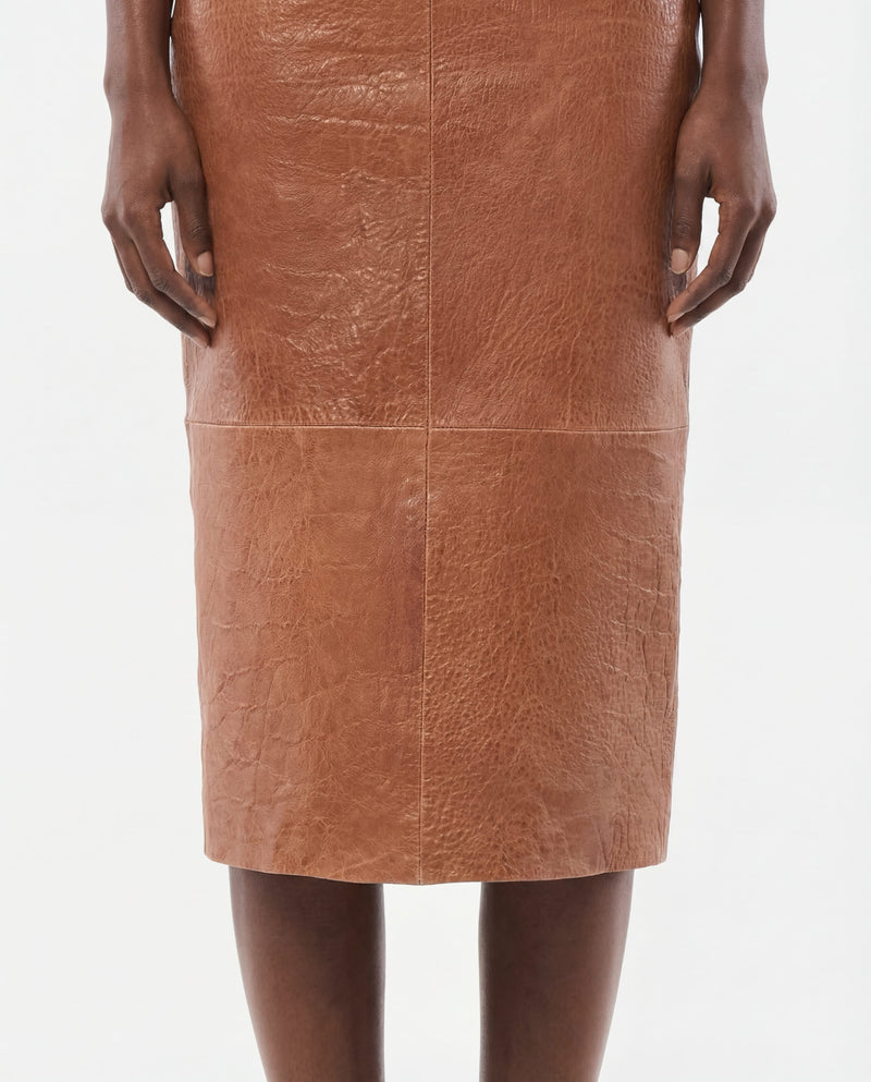 JUPE EN CUIR MIDI