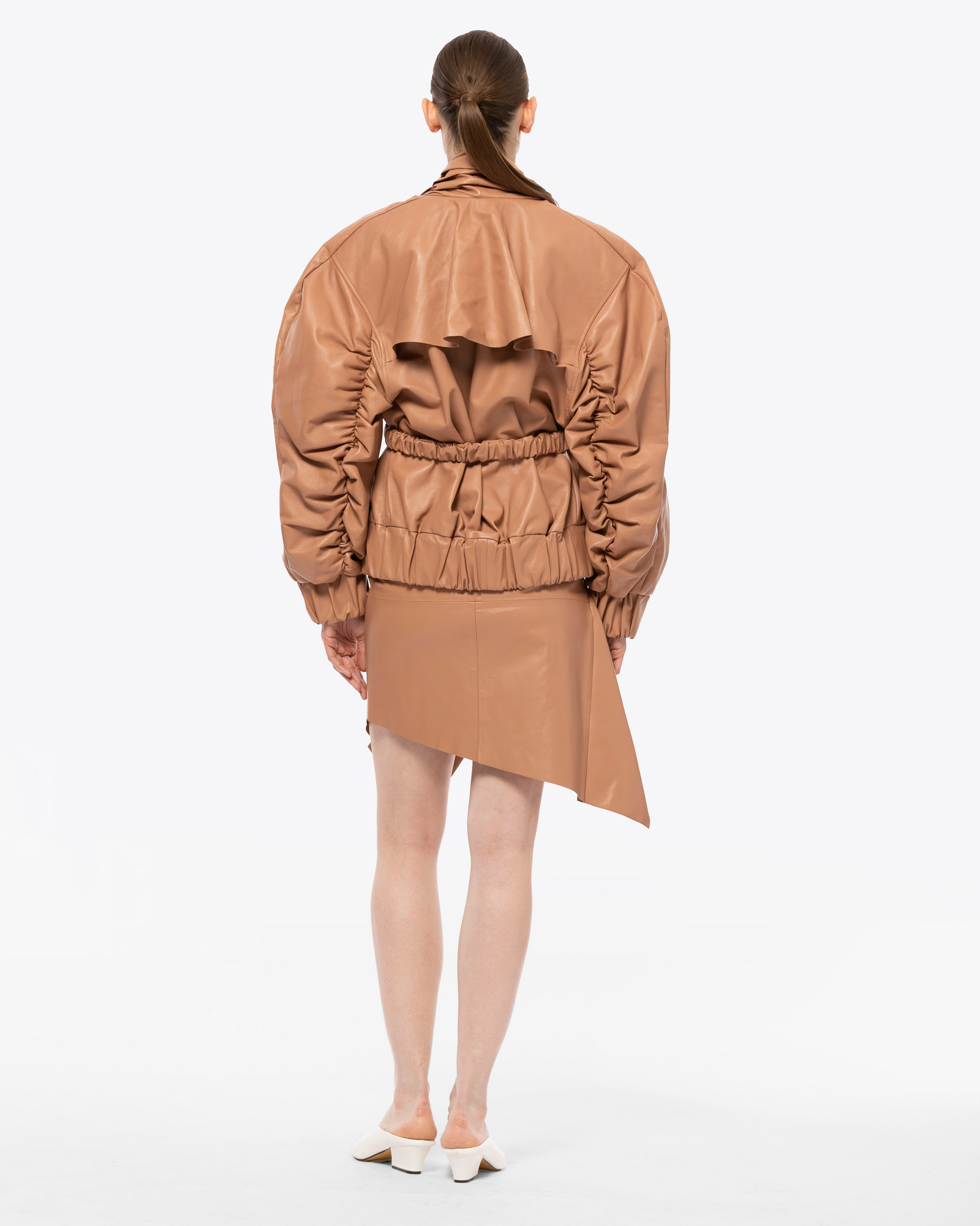 BOMBER EN CUIR DRAPÉ